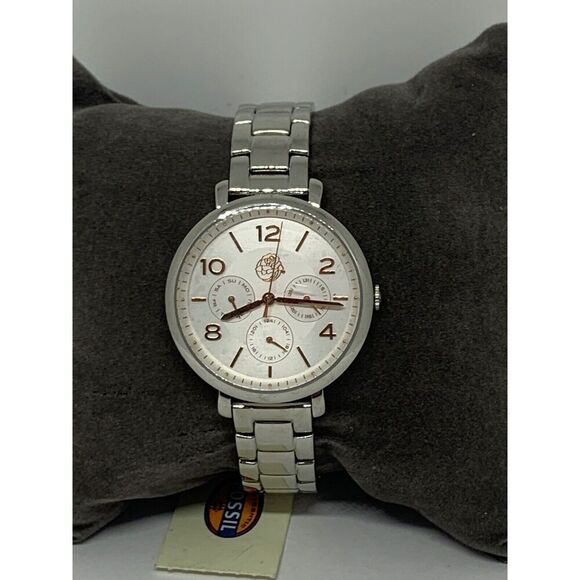 Fossil PR2107 Womens Stainless Steel Analog Silver Dial Quartz Wrist Watch GE139 - Picture 2 of 11